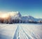 Road mysterious winter landscape majestic mountains