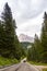 Road near Cristallo mountain in Italy