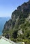 The road outside Positano, Italy, perched on a cliff above the Mediterranean Sea.