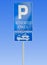 Road parking sign isolated against a blue sky with authorized