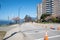 A road partially closed off to give pedestrians and cyclists more room to social distance amid the COVID-19 pandemic.