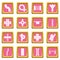 Road parts constructor icons set pink square vector