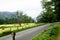 The road past Aira Falls, in Ullswater, in the Lake District.