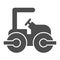 Road paver truck solid icon. Roller heavy vehicle for laying asphalt symbol, glyph style pictogram on white background