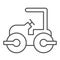 Road paver truck thin line icon. Roller heavy vehicle for laying asphalt symbol, outline style pictogram on white