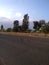 Road pits with Beautiful tree background