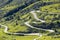 The road of Pordoi pass in the Dolomites