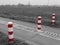 Road post red/white, rest B&W