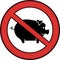 Road prohibition sign icon with a pig
