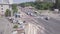 Road reconstruction with tram rails intersection, construction site