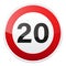 Road red sign on white background. Road traffic control.Lane usage. Stop and yield. Regulatory sign. Street. Speed limit