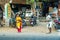 Road, residential buildings and people in their daily life in the city center of kochin