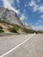 The road at the rocks of the Crimea on the southern shore