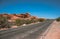 Road and rocks in the desert Moab. Arches National Park