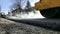 Road roller on hot asphalt