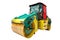Road roller machine isolated with clipping path over white background