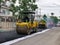 Road rollers moving on a hot asphalt road repairing the road surface