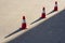 Road safety cones on asphalt