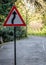 A road safety indicator showing a curve ahead