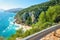Road on Sardinia island with Porto sa Ruxi beach, Italy