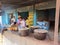 A road side dhaba in rural India, selling cooked meat