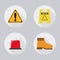 Road sign alarm boots icon. Vector graphic