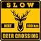 Road sign - Attention Animal, Wild Deer Crossing. Vector illustration