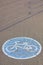 Road sign bicycle track on the asphalt