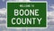 Road sign for Boone County