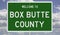 Road sign for Box Butte County