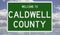 Road sign for Caldwell County