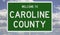 Road sign for Caroline County