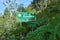 Road sign of carretera austral standing in the coastal rain forest of the pacific coast of Chile.