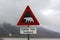 Road sign caution polar bears