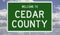 Road sign for Cedar County