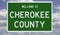 Road sign for Cherokee County