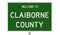 Road sign for Claiborne County