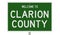 Road sign for Clarion County
