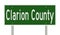 Road sign for Clarion County