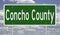Road sign for Concho County