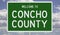 Road sign for Concho County