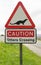 Road sign on a countryside road warning for otters crossing