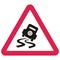 Road sign, danger of skidding, vector icon