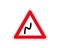 Road sign double turn, first right. Traffic sign, attention sharp turns vector
