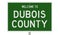 Road sign for Dubois County