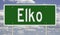 Road sign for Elko Nevada