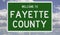 Road sign for Fayette County