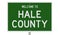 Road sign for Hale County