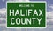 Road sign for Halifax County