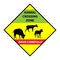 road sign on the highway Drive Slowly. Animal safety crossing sign board.